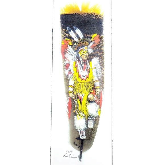 Native American Signed LE 4/200 Hopi Kachina Feather Painting Evans 18x10 HTF! - Picture 7 of 8